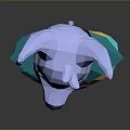 Low Poly Mythical Creature Character With Blue Ears Purple Eyes And Yellow Stars