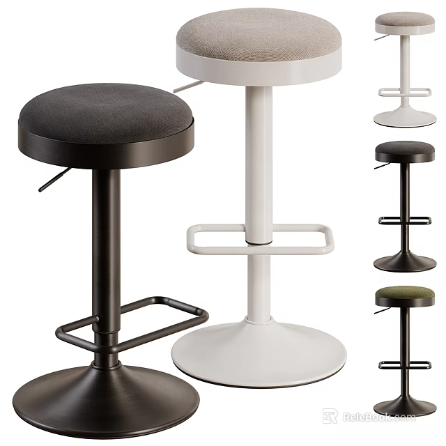 Modern Black And White Bar Stools With Round Base And Footrest Stylish Design 3d model 