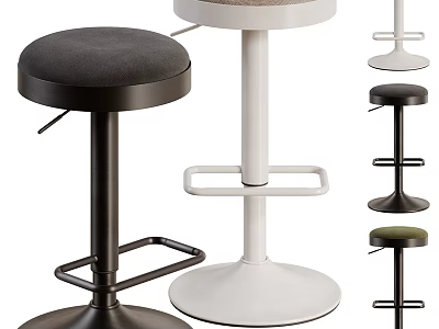 Modern Black And White Bar Stools With Round Base And Footrest Stylish Design 3d model