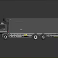Black Commercial Cargo Truck With Enclosed Trailer And Modern Cab Design