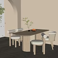 Modern Dining Table and Chair Combination Cream Dining Table and Chair Combination 3d model