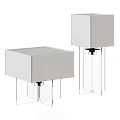 Modern Table Lamp Design With White Shade And Transparent Stand 3d model
