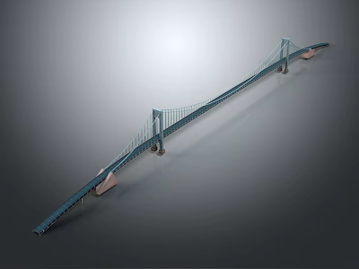 Modern Scenic Bridge With Suspension Structure Twin Towers And Blue Cables 3d model