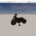 Futuristic Black Motorcycle With Female Rider And Colorful Hair On Yellow Background