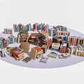Diverse Books And Magazines In Various Colors Sizes And Stacked Piles