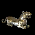Silver Tiger Statue With Intricate Carvings And Ornate Decorative Design