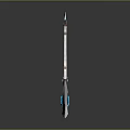 Elegant Fantasy Weapon With Blue Glowing Crystal Top And Reflective Metal Base