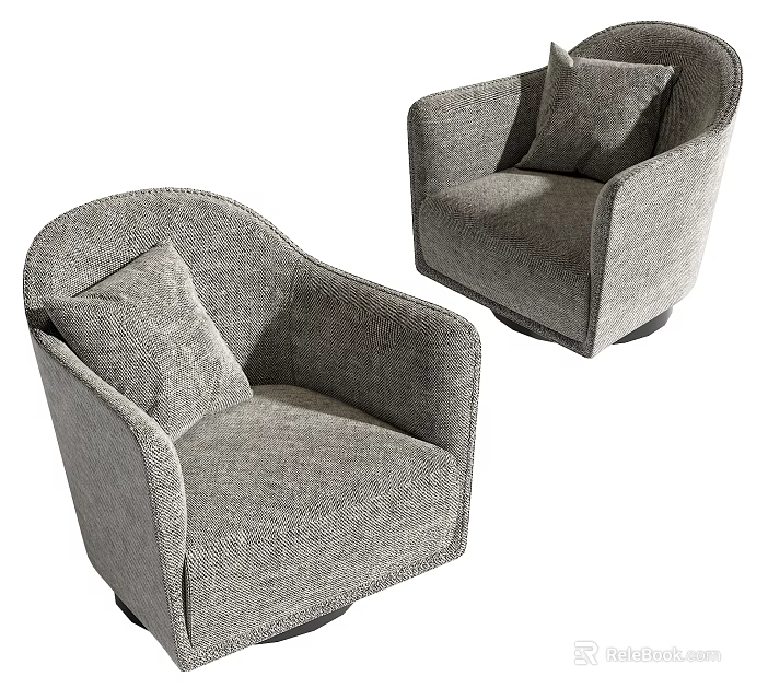 Modern Gray Fabric Single Sofa With Armrest And Soft Cushion Design 3d model