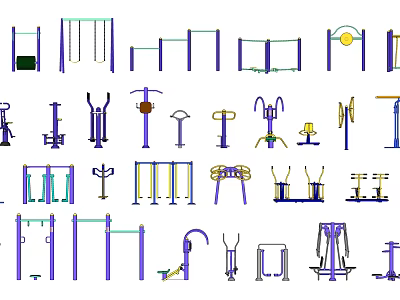 Modern Fitness Equipment Outdoor Fitness Equipment Sports Equipment Horizontal Bar 3d model