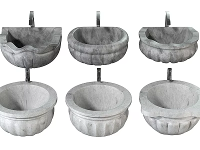 Six Different Designs Stone Washbasins Wall Mounted Bathroom Sinks for Modern Bathroom Decor 3d model