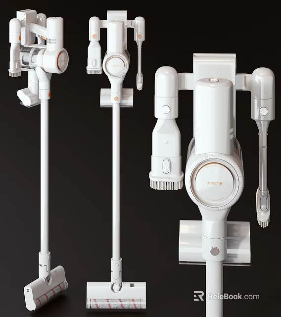 Modern Deerma Handheld Vacuum Cleaner With White Design And Multiple Attachments 3d model 