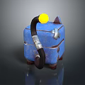 Cat Creature Character With Blue Box Body Black Tail Yellow Ball Ears Brown Feet