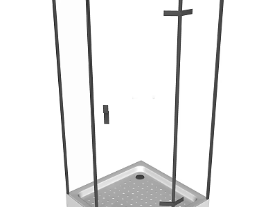 Modern Shower Sauna Enclosure With Square Base Metal Frame And Glass Panels 3d model