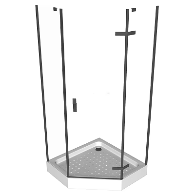 Modern Shower Sauna Enclosure With Square Base Metal Frame And Glass Panels 3d model