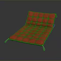 Red Foldable Sofa Bed With Tufted Upholstery And Metal Legs Design