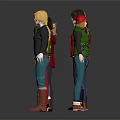 Group of 3D Character Models Wearing Colorful Outfits with Various Hairstyles and Poses