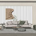 Elegant Modern Living Room Interior With Sofa Coffee Table Pillows And Wall Art