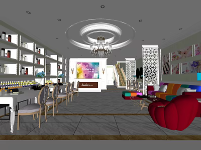 Luxurious Beauty and Hair Salon Interior With Comfortable Chairs Stylish Sofa and Elegant Chandelier 3d model