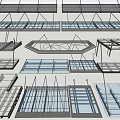 Various Modern Canopy Designs With Transparent Panels And Metal Frame Structures 3d model