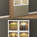 Modern White And Gray Entryway Side Cabinet With Glass Doors And Lighting