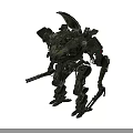 Green Mechanical Humanoid Weapon With Armored Structure And Futuristic Design