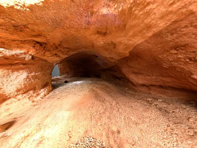 Red Rock Cave Interior With Natural Arch Gravel Floor And Entrance Light 3d model