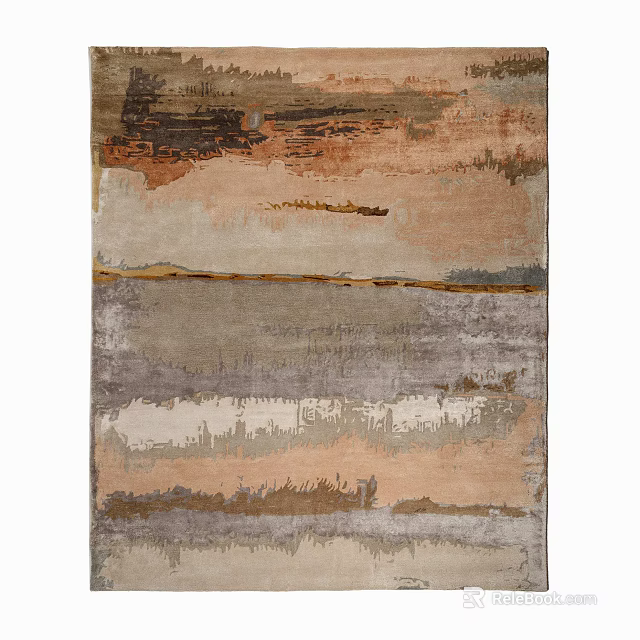 Square Carpet With Abstract Pattern In Brown Gray And Beige Tones For Modern Living Room Decor 3d model 