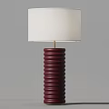 Modern Table Lamp With White Lampshade And Burgundy Spiral Textured Base