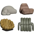 Creative Shaped Leisure Chairs with White Beige Yellow Green Colors