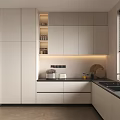 Modern Kitchen Interior Design With White Cabinets Countertop Appliances And Lighting
