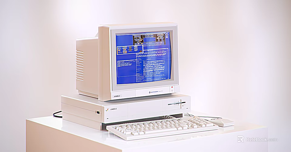 Vintage Computer Setup With Desktop Tower CRT Monitor Keyboard And Mouse 3d model 