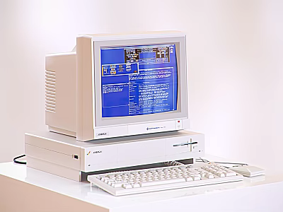 Vintage Computer Setup With Desktop Tower CRT Monitor Keyboard And Mouse 3d model