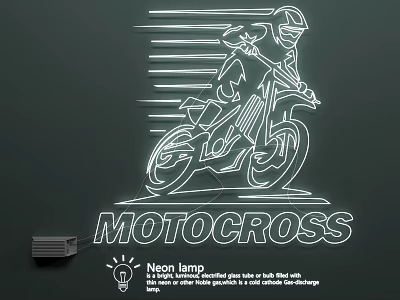Motocross Themed Neon Lamp Combination with Motorcycle Rider and Dynamic Lines 3d model