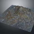Modern 3D Terrain Model with Mountain Texture on Square Base and Natural Landscape