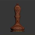 Red Wooden Chess King Piece With Intricate Carved Design And Polished Surface