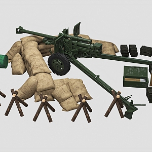 Shore Artillery Military Props 3d model