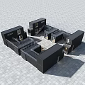 Black Container Building Modular Design With Connected Units And Open Spaces 3d model