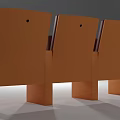 Public Chairs with Orange Frames and Pink Seats Backs Neatly Arranged in Row