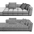 Gray Modular Sectional Sofa With Mixed Color Cushions And Coffee Table 3d model
