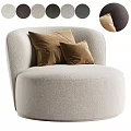 Light Gray Round Single Sofa With Two Brown Velvet Cushions Modern Design 3d model