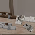 Modern Modular Sofa Combination With Multiple Colors Pillows Throws And Wooden Floor 3d model