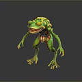 Green Spiky Frog Monster With Yellow Eyes In Standing Pose