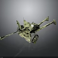 Vintage Military Artillery Field Gun With Wheeled Carriage Long Barrel And Metallic Structure