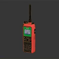 Red Handheld Walkie Talkie With Antenna Green Screen And Keypad