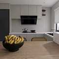 Modern Living Dining Area With TV Wall Shelves Marble Floor And Coffee Table Decorations