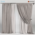 Neutral Linen Curtains With Sheer Inner Layer And Tie Back Design
