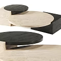 Elegant Modern Coffee Table With Round Black Beige Interlocking Layered Structure Design 3d model