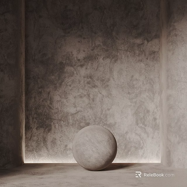 Sleek Round Component Placed Against Gray Textured Wall In Minimalist Interior Setting 3d model 