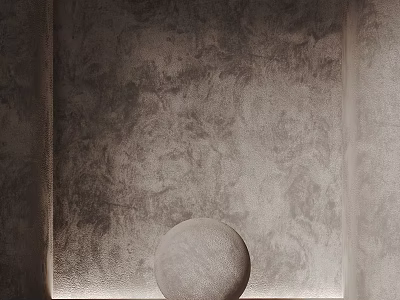 Sleek Round Component Placed Against Gray Textured Wall In Minimalist Interior Setting 3d model