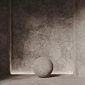 Sleek Round Component Placed Against Gray Textured Wall In Minimalist Interior Setting 3d model
